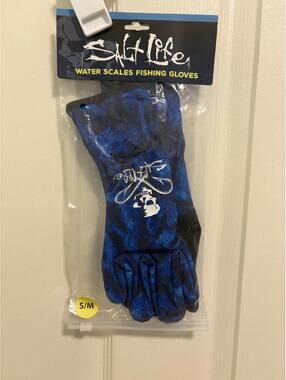 Salt Life Water Scales Fishing Gloves S/M Blue